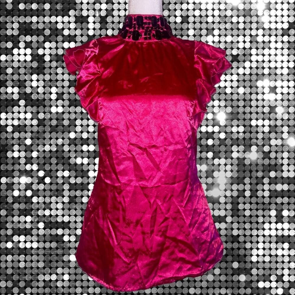 Ultra glam Y2K hot pink satin top